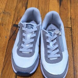 Justice White and Gray Zipper Sneakers